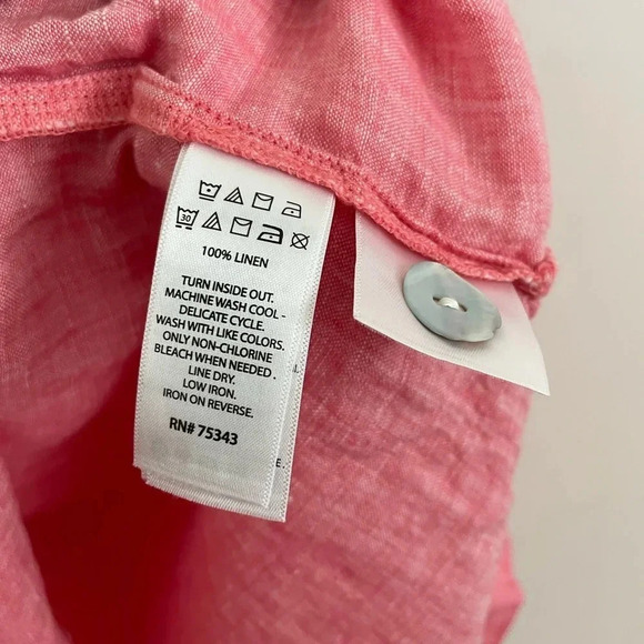 Tahari M Linen Coral Pink/Red Side Button 3/4 sleeves
Summer Tunic Top - Picture 4 of 6